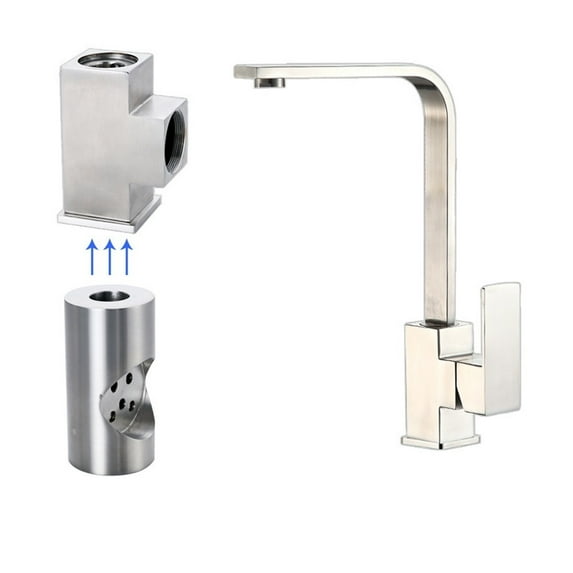 Square Kitchen Stainless Steel Faucet Hot and Cold Mixer Sink Tap Deck Mounted Water Tap
