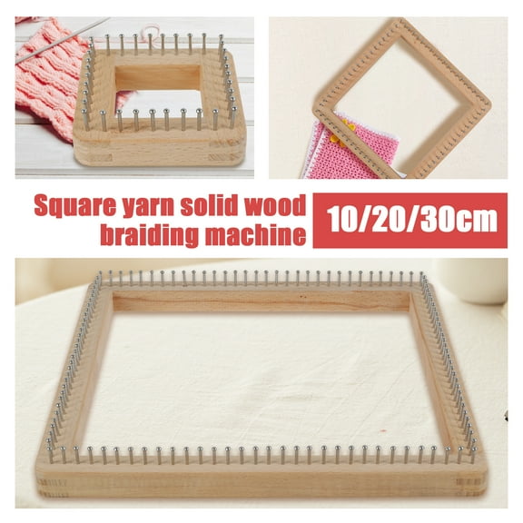 Square Knitting Loom Beech Wood Knitting Board DIY Handcraft Weaving Loom with Non Detachable Hooks Multifunctional Knitting Loom Tools for Making Cushions Scarves Hats Shawls