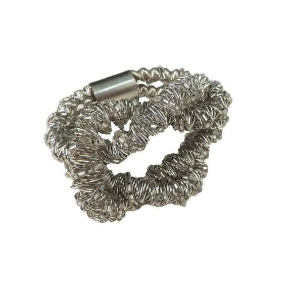 Square Knot Napkin Ring in Silver, Set of 4