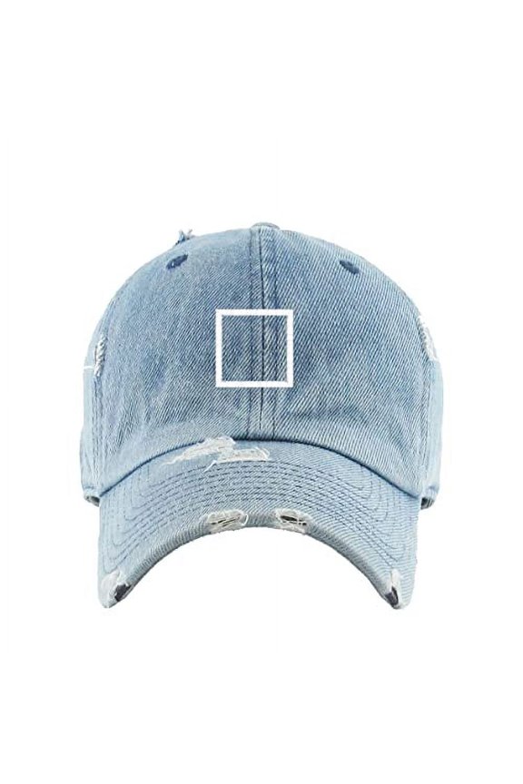 Square Korean Letter M Vintage Baseball Cap Embroidered Cotton Adjustable Distressed Dad Hat Light Denim