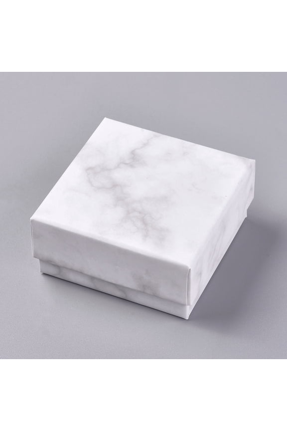 Square Kraft Cardboard Jewelry boxes Marble Pattern Necklace Pendant boxes for Jewelry White 7.5x7.5x3.55cm Paper