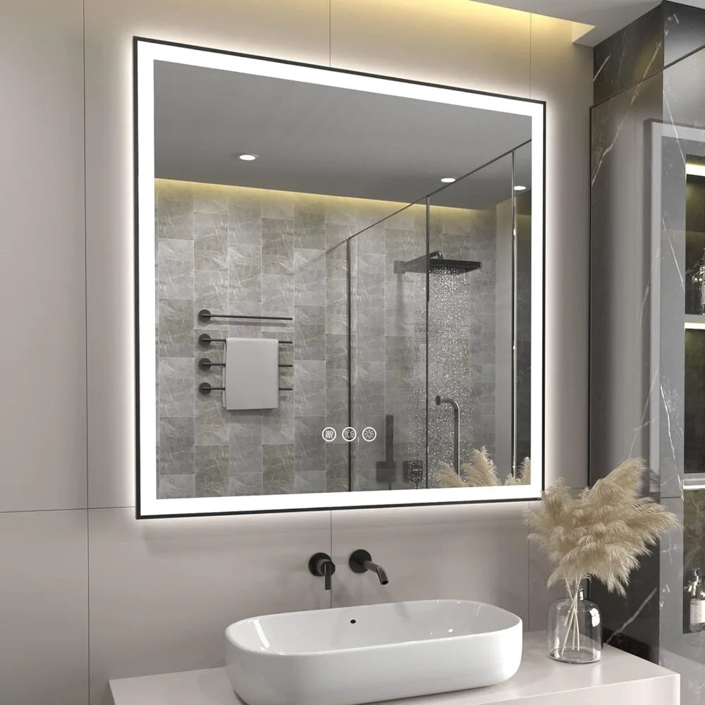 Square LED Illuminated Bathroom Mirror Mirror With Backlight in the ...