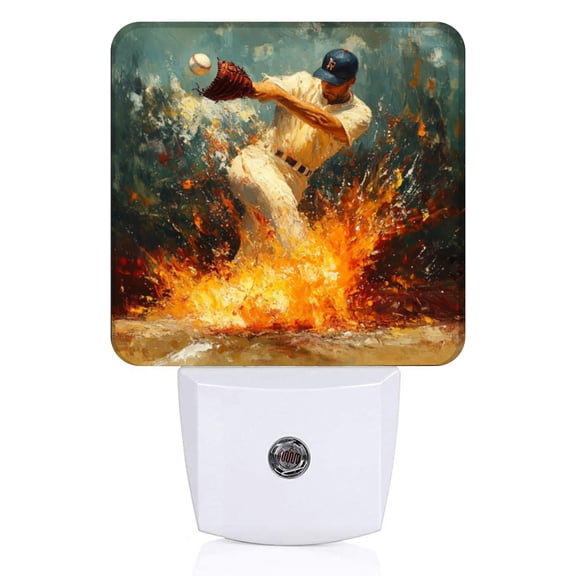 Square LED Night Lights Lamp with Dusk to Dawn Sensor, Action - Packed Catching Moment Night Light Plug Into Wall for Kids Room, Bedroom, Bathroom, Kitchen, Hallway