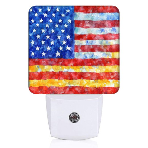 Square LED Night Lights Lamp with Dusk to Dawn Sensor, Beautiful Star - Spangled Canvas Night Light Plug Into Wall for Kids Room, Bedroom, Bathroom, Kitchen, Hallway