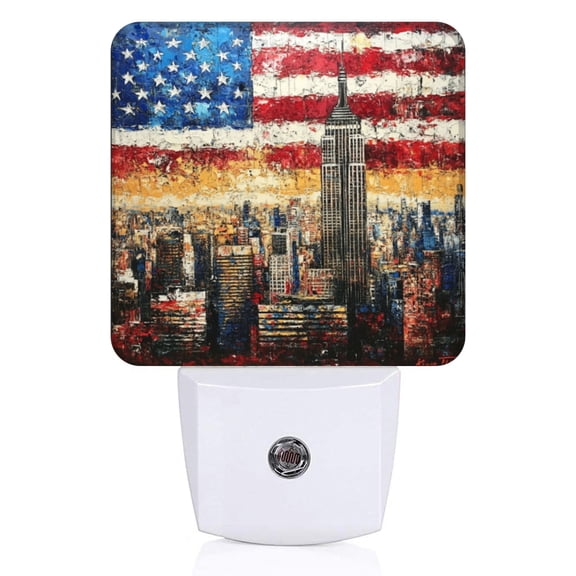 Square LED Night Lights Lamp with Dusk to Dawn Sensor, Beautiful Star - Spangled Metropolis Night Light Plug Into Wall for Kids Room, Bedroom, Bathroom, Kitchen, Hallway