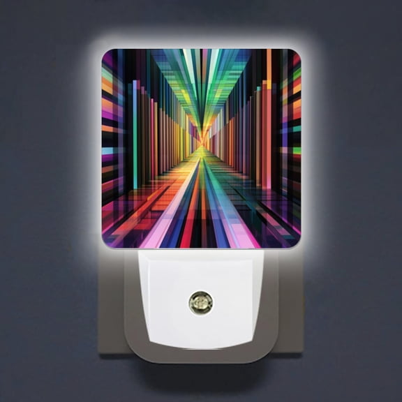 Square LED Night Lights Lamp with Dusk to Dawn Sensor, Color Channel With Spatial Depth Night Light Plug Into Wall for Kids Room, Bedroom, Bathroom, Kitchen, Hallway