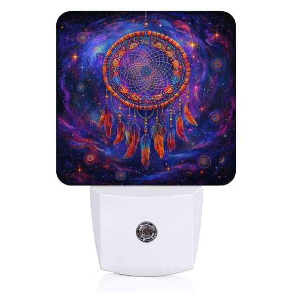 Square LED Night Lights Lamp with Dusk to Dawn Sensor, Fantasy Dreamcatcher On Starry Sky Night Light Plug Into Wall for Kids Room, Bedroom, Bathroom, Kitchen, Hallway