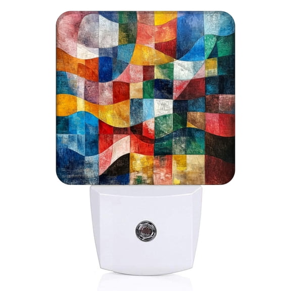 Square LED Night Lights Lamp with Dusk to Dawn Sensor, Gorgeous Color - Block Art Night Light Plug Into Wall for Kids Room, Bedroom, Bathroom, Kitchen, Hallway