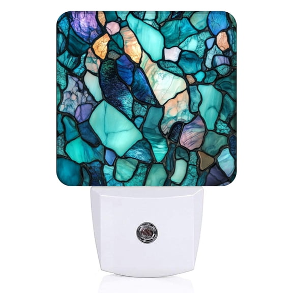 Square Light Sensor of LED Night Light, Patchwork Of Irregular Lumps Of Blue Night Light Plug Into Wall for Kids Room, Bedroom, Bathroom, Kitchen, Hallway