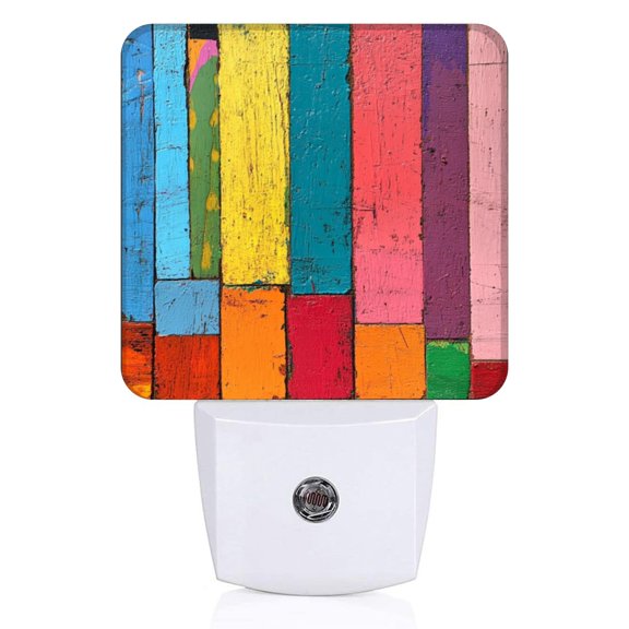 Square LED Night Lights Lamp with Dusk to Dawn Sensor, Plank Of Multicolored Night Light Plug Into Wall for Kids Room, Bedroom, Bathroom, Kitchen, Hallway