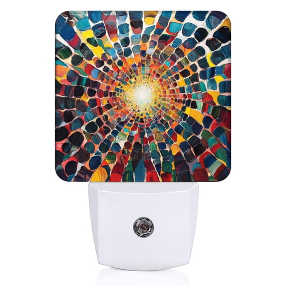 Square Light Sensor of LED Night Light, Radial Colored Geometric Blocks Night Light Plug Into Wall for Kids Room, Bedroom, Bathroom, Kitchen, Hallway