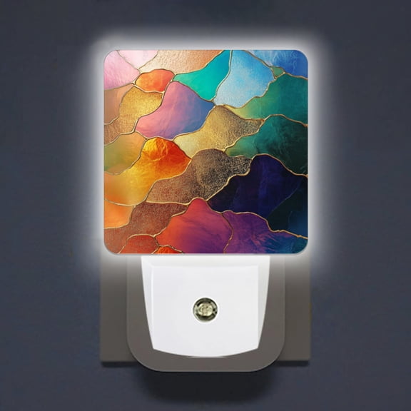 Square LED Night Lights Lamp with Dusk to Dawn Sensor, Stunning Color - Patch Canvas Night Light Plug Into Wall for Kids Room, Bedroom, Bathroom, Kitchen, Hallway