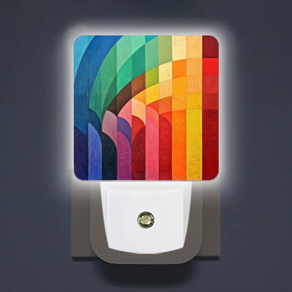 Square LED Night Lights Lamp with Dusk to Dawn Sensor, Vibrant Arc - Rectangle Art Night Light Plug Into Wall for Kids Room, Bedroom, Bathroom, Kitchen, Hallway