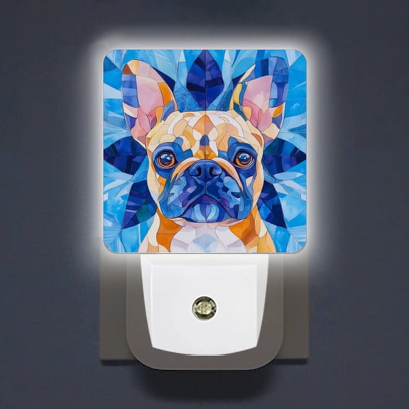 Square LED Night Lights Lamp with Dusk to Dawn Sensor, Vivid Blue - Backed Puppy Night Light Plug Into Wall for Kids Room, Bedroom, Bathroom, Kitchen, Hallway