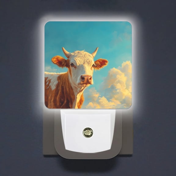 Square LED Night Lights Lamp with Dusk to Dawn Sensor, Vivid Blue - Skyed Bull - Art Night Light Plug Into Wall for Kids Room, Bedroom, Bathroom, Kitchen, Hallway