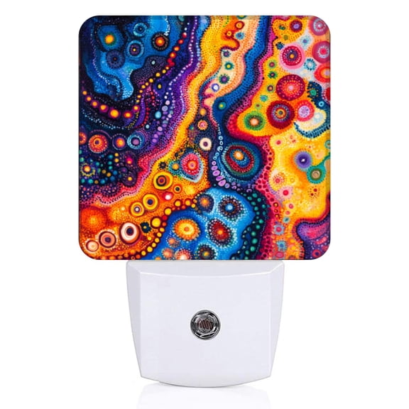 Square Light Sensor of LED Night Light, Vivid Chromatic - Dot Fantasy Night Light Plug Into Wall for Kids Room, Bedroom, Bathroom, Kitchen, Hallway