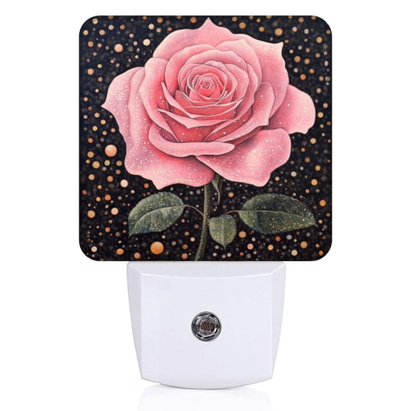 Square LED Night Lights Lamp with Dusk to Dawn Sensor, Vivid Star - Sprinkled Rose Night Light Plug Into Wall for Kids Room, Bedroom, Bathroom, Kitchen, Hallway