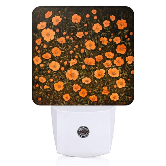 Square Light Sensor of LED Night Light, Warm - Hued Floral Tapestry Night Light Plug Into Wall for Kids Room, Bedroom, Bathroom, Kitchen, Hallway
