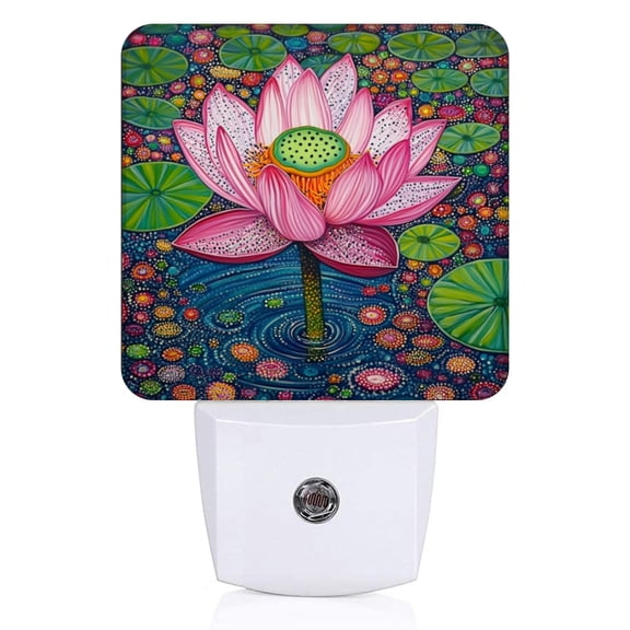Square LED Night Lights Lamp with Dusk to Dawn Sensor, Whimsical Spot - Filled Lily Night Light Plug Into Wall for Kids Room, Bedroom, Bathroom, Kitchen, Hallway