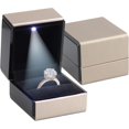 thumbnail image 1 of Novel Box Square Shaped Gold Ring Box with LED Light for Jewelry Gift 2.5x2x2.25 Inches, 1 of 9