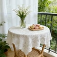 thumbnail image 1 of Square Lace Tablecloth, 90x90cm White Embroidered Table Cover, Polyester Fabric for Dining Tables, Coffee Tables, and Wedding Decor, 1 Piece, 1 of 7