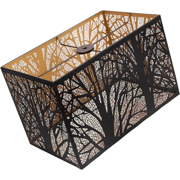 Square Lampshade For Table Lamp 6.8'' X 12.5'' X 8'' Height, AEELLEEA Metal Medium Lampshade For Floor Lamp, Living Room Home Decor,Spider Fitter, Forest  Cover