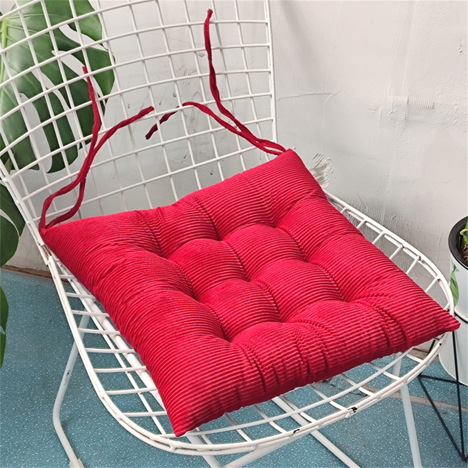 Square Large Chair Cushion with Ties Ultra Soft Warm Floor Cushion for