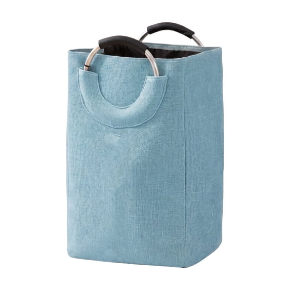 Square Laundry Basket, Rectangular Clothes Hamper with Sturdy Fixed Metal Handles, Versatile Comforter Storage Bin and Toy Box Organizer for Home, Closet, Blue