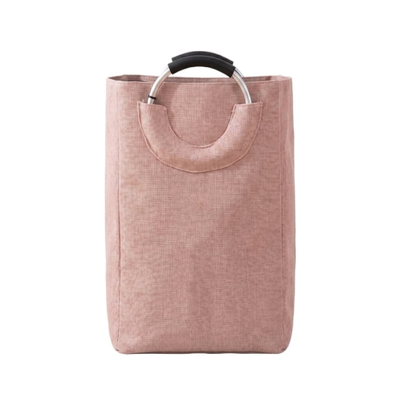 Square Laundry Basket, Rectangular Clothes Hamper with Sturdy Fixed Metal Handles, Versatile Comforter Storage Bin and Toy Box Organizer for Home, Closet, Pink