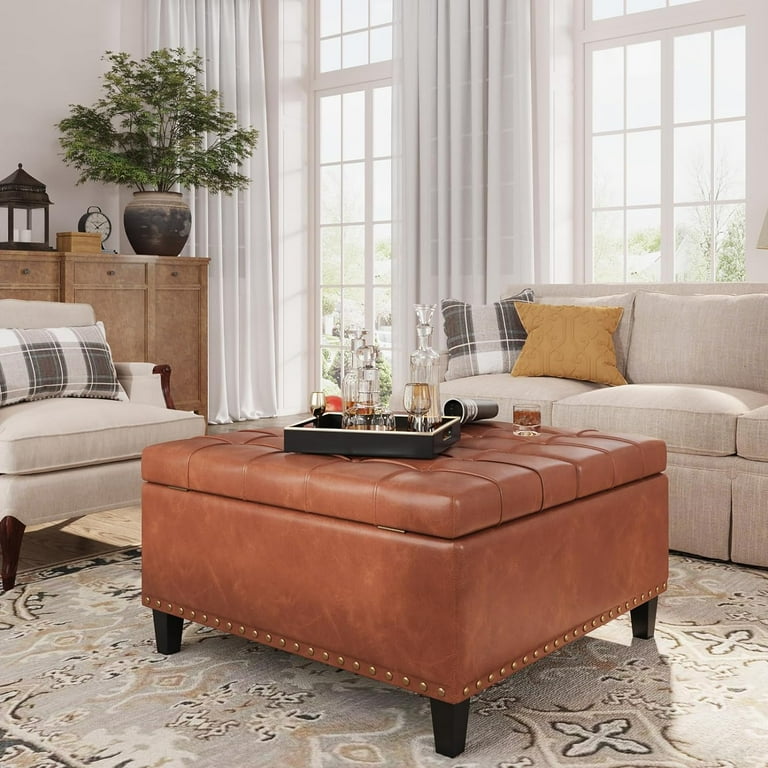 Leather upholstered coffee table sales
