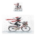 thumbnail image 1 of Square Leather Placemat Set One SizeX1 Heat-Resistant Washable Kitchen Table Decorations Black Cat Riding A Bicycle, 1 of 8