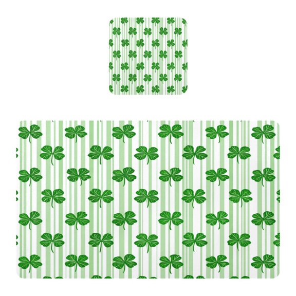 Square Leather Placemat Set One SizeX1 Heat-Resistant Washable Kitchen Table Decorations Cute Four-leaf Clover