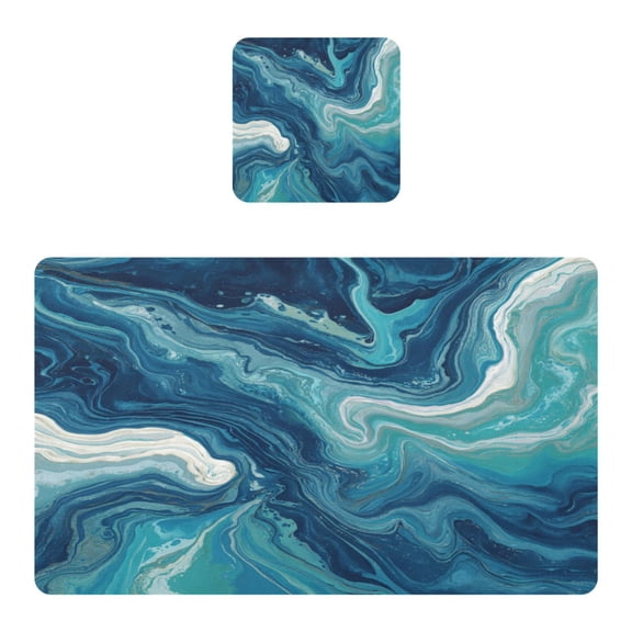 Square Leather Placemat Set One SizeX1 Heat-Resistant Washable Kitchen Table Decorations Dark Blue Swirling