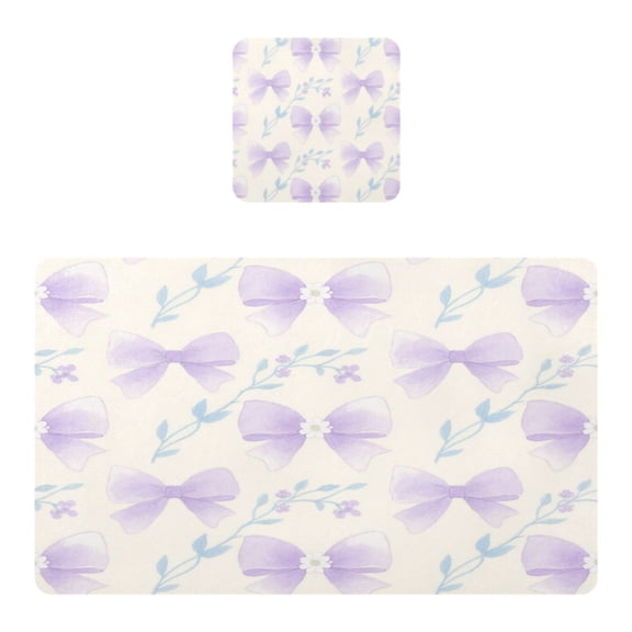Square Leather Placemat Set One SizeX1 Heat-Resistant Washable Kitchen Table Decorations Mauve Bows Clip Art