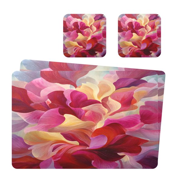 Square Leather Placemat Set One SizeX2 Heat-Resistant Washable Kitchen Table Decorations An Acrylic Painting