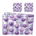thumbnail image 1 of Square Leather Placemat Set One SizeX2 Heat-Resistant Washable Kitchen Table Decorations Lovely Lavender Tulip Flowers, 1 of 8