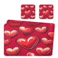thumbnail image 1 of Square Leather Placemat Set One SizeX2 Heat-Resistant Washable Kitchen Table Decorations Red 3d Hearts, 1 of 8