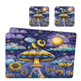 thumbnail image 1 of Square Leather Placemat Set One SizeX2 Heat-Resistant Washable Kitchen Table Decorations Whimsical Cartoon Bee, 1 of 8