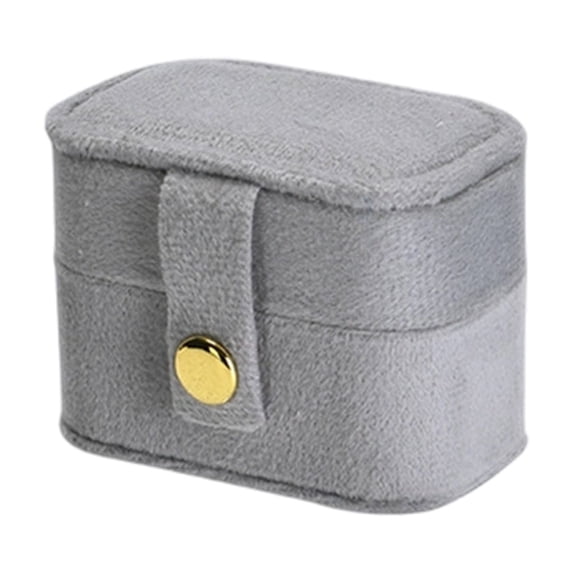 Square Leather Velvet Jewelry Ring Bearer Box | Oimcto Ring Box Wedding Engagement Box, Mini Ring Holder Pouch Box, Earrings Storage Box for Proposal, Ceremony, Anniversary, - Gray