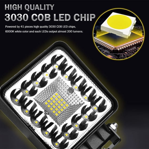 Square Led 82W Work-Light Bar Spot Flood Pods-Offroad Fog Atv Suv Driving Lamp Fangkenuo