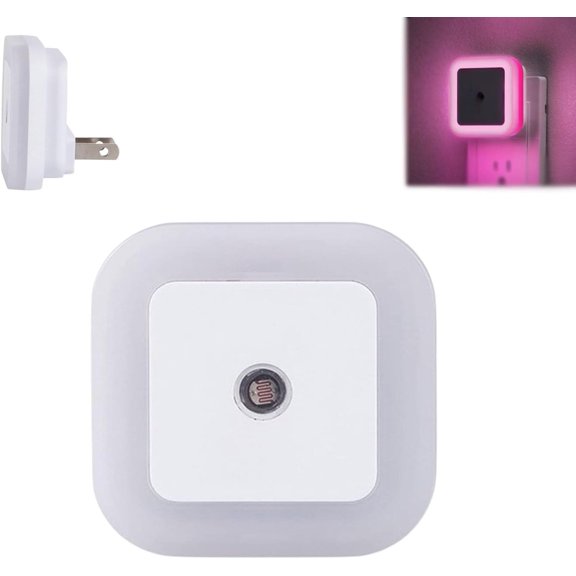 Square Light-Controlled Night Light - 4-Pack LED Plug-In Night Light with Smart Dusk-to-Dawn Sensor, Energy-Efficient 3000K Warm White Glow for Bedrooms, Hallways, and Bathrooms