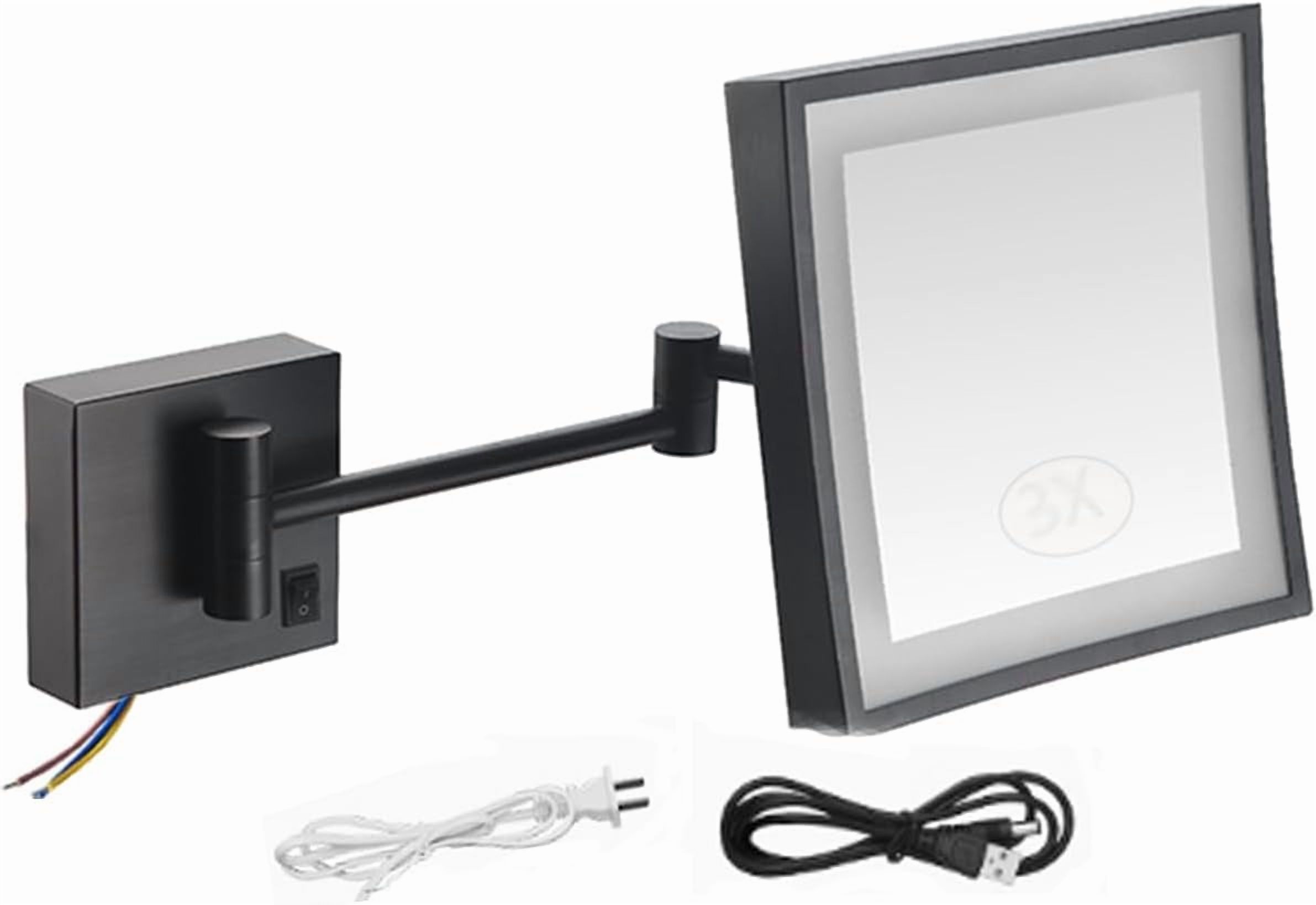 Square Lighted Mirror, Bathroom Mirror Make Up Wall Mounted 3X ...