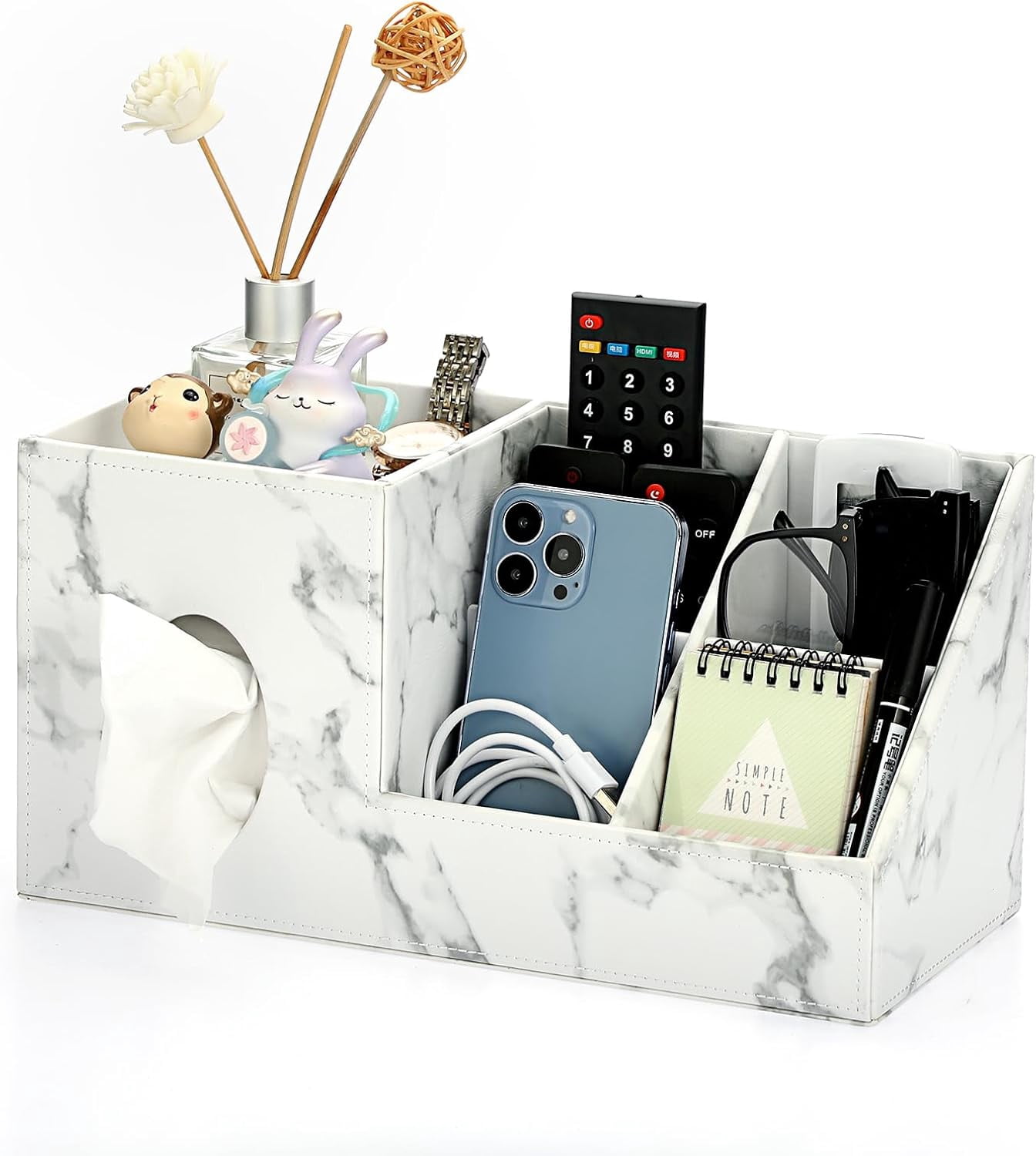 Tissue Box Side Table Square Linen Tissue Box Cover - Decorative Cube Tissue Cover with Side ...