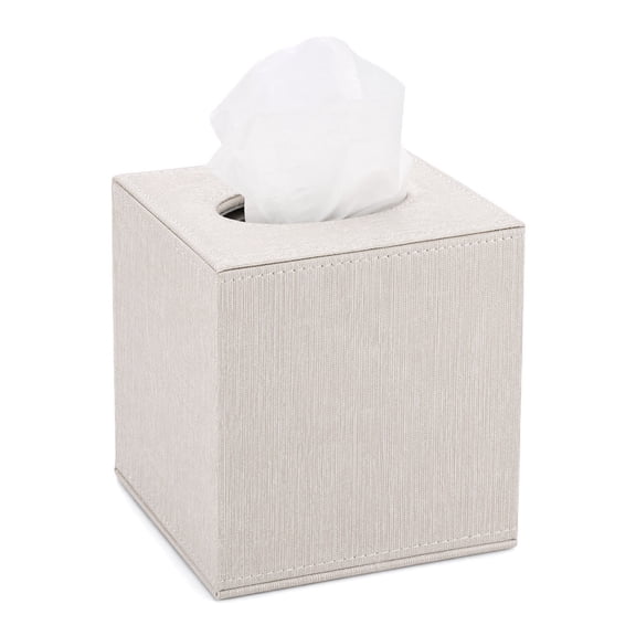 JKXTDKS Square Linen Tissue Box Cover - Stylish Cube Tissue Box Holder with Magnetic Bottom, Decorative Tissue Box for Vanity Dresser Night Stand Table Countertop Office Car, Beige