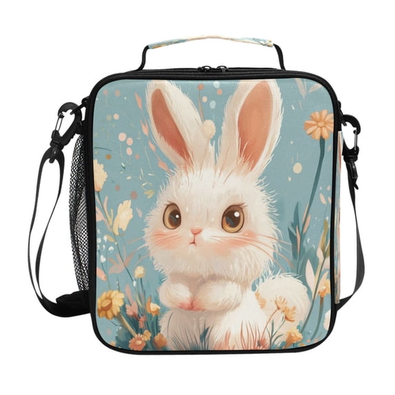 Square Lunch Bag 10.5*3.5*9.5 Inches Cooler Bag Lunch Bag Insulation Portable Durable Fashion A Cartoon Rabbit