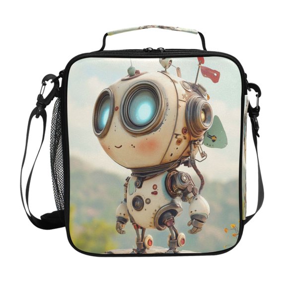 Square Lunch Bag 10.5*3.5*9.5 Inches Cooler Bag Lunch Bag Insulation Portable Durable Fashion Adorable Robot