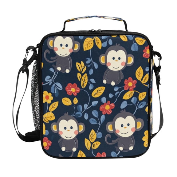 Square Lunch Bag 10.5*3.5*9.5 Inches Cooler Bag Lunch Bag Insulation Portable Durable Fashion Beautiful Cartoon Monkey