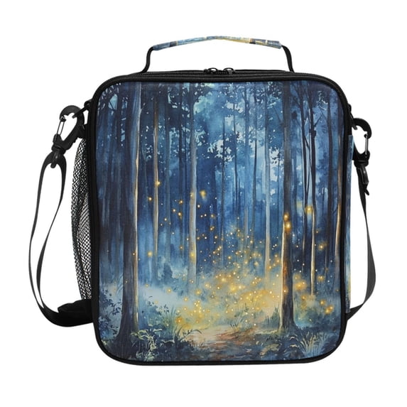 Square Lunch Bag 10.5*3.5*9.5 Inches Cooler Bag Lunch Bag Insulation Portable Durable Fashion Beautiful Firefly Forest