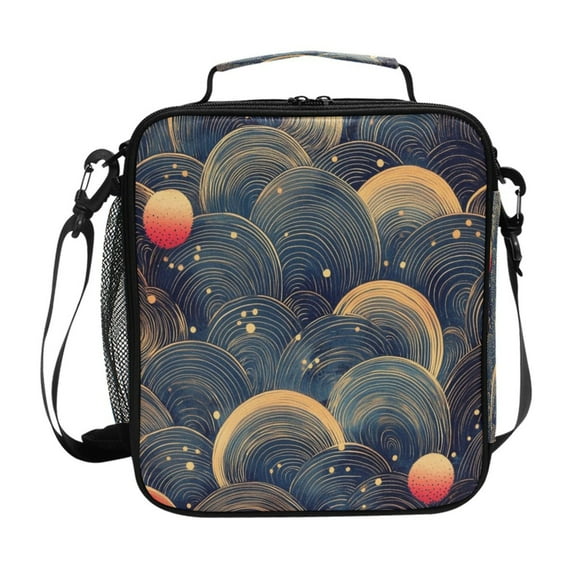 Square Lunch Bag 10.5*3.5*9.5 Inches Cooler Bag Lunch Bag Insulation Portable Durable Fashion Beautiful Vortex Pattern