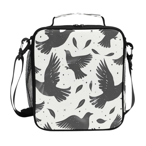 Square Lunch Bag 10.5*3.5*9.5 Inches Cooler Bag Lunch Bag Insulation Portable Durable Fashion Black Dove